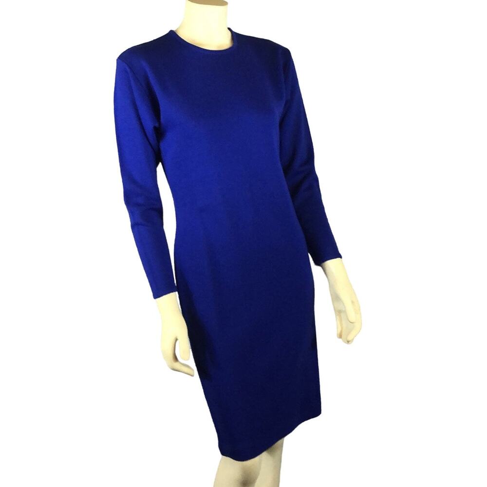 Vintage  ANN TAYLOR blue bodycon dress with dolman long sleeves size xs